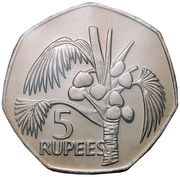5 Rupees, Seychelles, 1977 reverse image