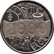 5 Rupees Millennium, Seychelles, 2000 reverse image