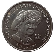 5 Rupees Queen Mother reverse image