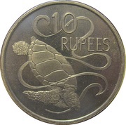 10 Rupees - Elizabeth II 2nd portrait, Seychelles, 1974 reverse image