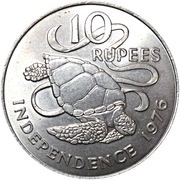 10 Rupees Independence, Seychelles, 1976 reverse image