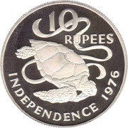 10 Rupees Independence; Silver Proof Issue reverse image
