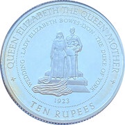 10 Rupees The Queen Mother's Wedding reverse image
