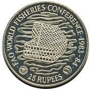 25 Rupees World Fisheries Conference; Silver Piedfort, Seychelles, 1983 reverse image
