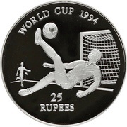 25 Rupees World Cup Football-1994, Seychelles, 1993 reverse image