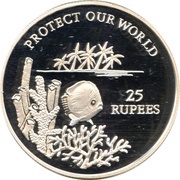 25 Rupees Protect our World, Seychelles, 1993 reverse image