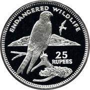 25 Rupees Kestrel, Seychelles, 1995 reverse image