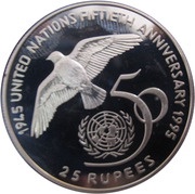 25 Rupees United Nations, Seychelles, 1995 reverse image
