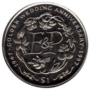 1 Dollar Golden Wedding Anniversary reverse image