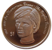 1 Dollar Diana-The People's Princess, Sierra Leone, 1998 reverse image