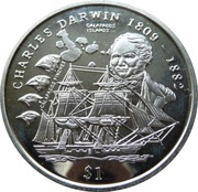 1 Dollar Charles Darwin, Sierra Leone, 1999 reverse image