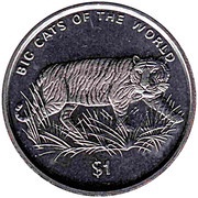 1 Dollar Tiger, Sierra Leone, 2001 reverse image