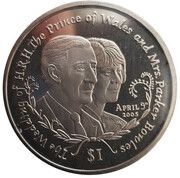 1 Dollar Royal Wedding of Prince of Wales and Mrs. Parker Bowles, Sierra Leone, 2005 reverse image