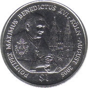 1 Dollar Pope Benedict XVI, Sierra Leone, 2005 reverse image