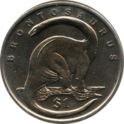 1 Dollar Brontosaurus, Sierra Leone, 2006 reverse image