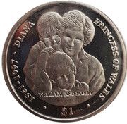 1 Dollar 10th Anniversary - Death of Princess Diana, Sierra Leone, 2007 reverse image