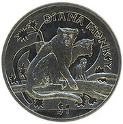 1 Dollar Diana Monkey, Sierra Leone, 2009 reverse image