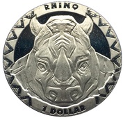 1 Dollar Big Five Series Rhino, Sierra Leone, 2019 reverse image