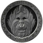 1 Dollar Big Five; Baboon, Sierra Leone, 2022 reverse image