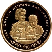 10 Dollars - Elizabeth II Golden Wedding, Sierra Leone, 1997 reverse image