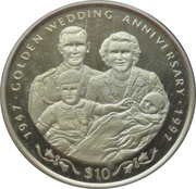 10 Dollars Royal Couple with two children, Sierra Leone, 1997 reverse image