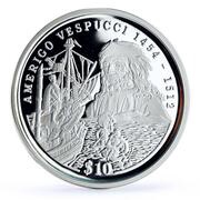 10 Dollars Italian explorer Amerigo Vespucci, Sierra Leone, 1999 reverse image
