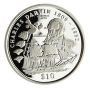 10 Dollars English naturalist Charles Darwin, Sierra Leone, 1999 reverse image