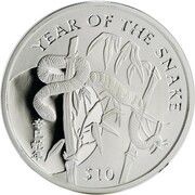 10 Dollars Year of the Snake, Sierra Leone, 2001 reverse image