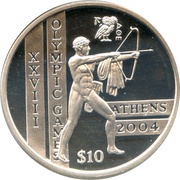 10 Dollars XXVIII Summer Olympics, Sierra Leone, 2003-2004 reverse image