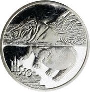 10 Dollars Hippopotamus, Sierra Leone, 2005 reverse image