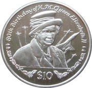 10 Dollars Queen Elizabeth II in Hat- Flypast, Sierra Leone, 2006 reverse image