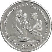 10 Dollars Elizabeth II presenting Football World Cup 1966 - Silver edition, Sierra Leone, 2006 reverse image