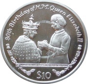 10 Dollars Queen Elizabeth's 80th Birthday-Investiture of Prince Charles, Sierra Leone, 2006 reverse image