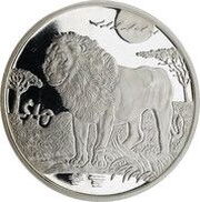10 Dollars Lion reverse image