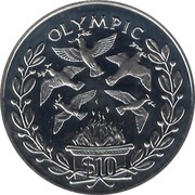10 Dollars Olympic Games - Peace Dove, Sierra Leone, 2008 reverse image