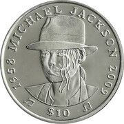 10 Dollars Michael Jackson, Sierra Leone, 2009 reverse image