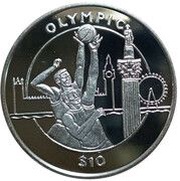 10 Dollars 2012 Summer Olympic Games, London; Basketball, Sierra Leone, 2010-2012 reverse image
