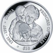 10 Dollars Princess Diana, Sierra Leone, 2022 reverse image