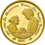 100 Dollars Princess Diana and Mother Teresa, Sierra Leone, 1997 reverse image