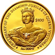 100 Dollars Centenary of Queen Victoria's Diamond Jubilee, Sierra Leone, 1997 reverse image