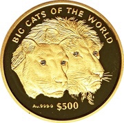 500 Dollars Big Cats of the World, Sierra Leone, 2001 reverse image