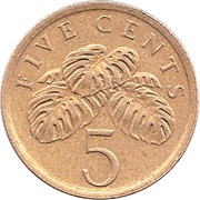 5 Cents ribbon upwards reverse image