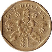 1 Dollar ribbon upwards reverse image