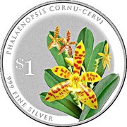 1 Dollar Phalaenopsis Cornu-Cervi, Singapore, 2016 reverse image