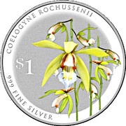 1 Dollar Coelognye Rochussenii, Singapore, 2016 reverse image