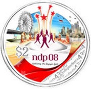 2 Dollars 43rd Anniversary of Independence, Singapore, 2008 reverse image