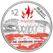2 Dollars 46th Anniversary of Independence reverse image