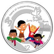 2 Dollars 47th Anniversary of Independence, Singapore, 2012 reverse image