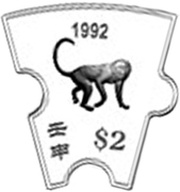 2 Dollars Year of the Monkey, Singapore, 2014 reverse image