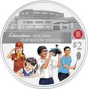2 Dollars 50th Anniversary of Independence, Singapore, 2015 reverse image